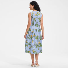 Women's Petite Poplin Square Neck Midi Tie Waist Dress