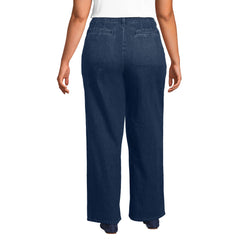 Women's Plus Size Soft Denim High Rise Pleated Wide Leg Trousers