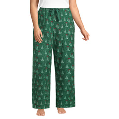 Women's Plus Size Flannel Wide Leg Sleep Pants