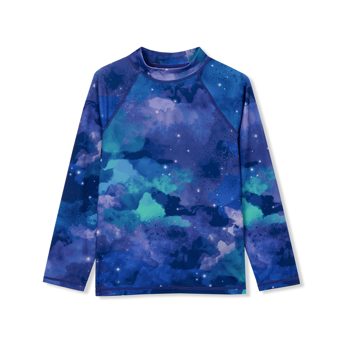 Boys Chlorine Resistant Long Sleeve Mock Neck UPF 50 Rash Guard