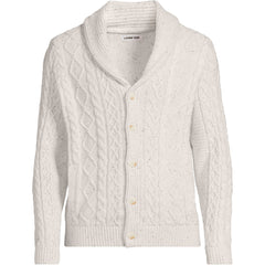 Men's Tall Long Sleeve Cotton Blend Cable Shawl Cardigan