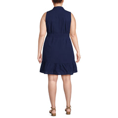 Women's Plus Size Sleeveless Eyelet Shirt Dress