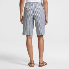 Women's Elastic Back Classic 12" Chino Oxford Stripe Shorts