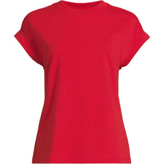 Women's Plus Size Cap Sleeve Supima Cotton Crew Neck Tee