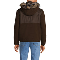 Men's Hooded Half Zip Faux Fur Sherpa Fleece Pullover