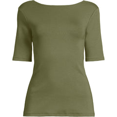 Women's Elbow Sleeve Polished Essentials High Neck Low Back Top