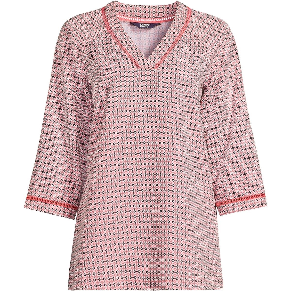 Women's Rayon 3/4 Sleeve V Neck Tunic Top