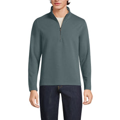 Men's Long Sleeve Herringbone Textured Quarter Zip