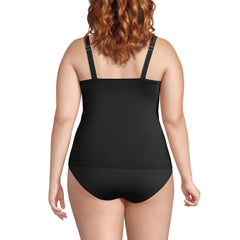 Women's Plus Size DDD-Cup Square Neck Underwire Tankini Swimsuit Top