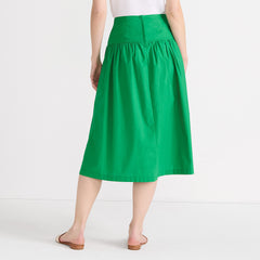Women's Petite Poplin Drop Waist Midi Skirt - Set Bottom
