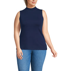 Women's Plus Size Sleeveless Polished Essentials Mock Neck Top