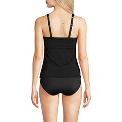 Women's Long Chlorine Resistant Smoothing Control Mesh High Neck Tankini Swimsuit Top