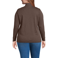Women's Plus Size Relaxed Cotton Long Sleeve Mock Turtleneck