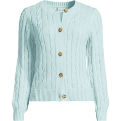 Women's Plus Size Drifter Classic Cable Crew Neck Cardigan Sweater