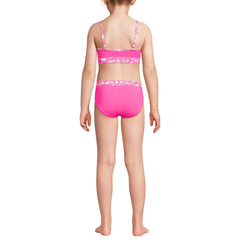 Girls Plus Chlorine Resistant Rash Guard Swim Top Bikini Top and Bottoms UPF 50 Swimsuit Set