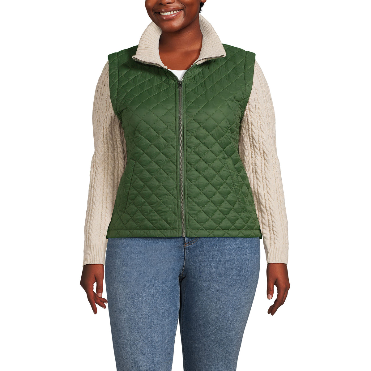 Women's Plus Size Quilted Sweater Hybrid Barn Jacket