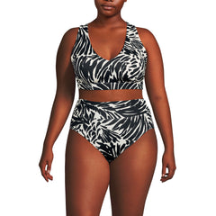 Women's Plus Size V-Neck Bikini and High Waisted Bottom Swimsuit Set