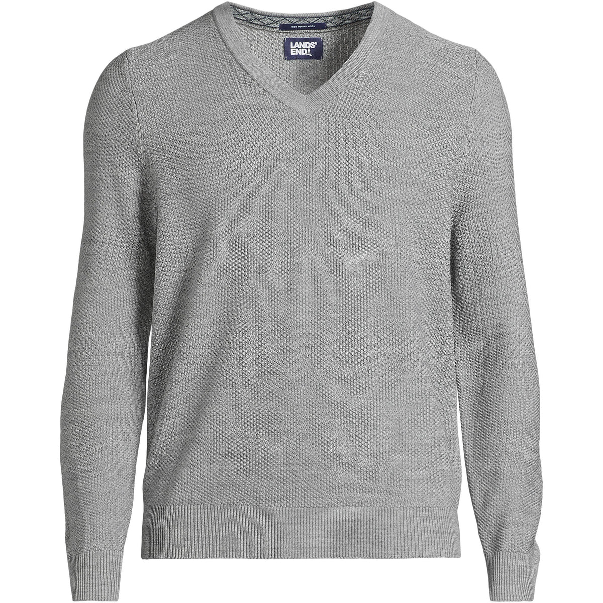 Men's Long Sleeve Washable Merino Wool V Neck Sweater
