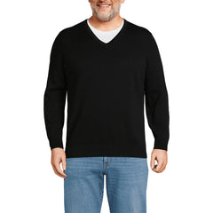 Men's Big Fine Gauge Cotton V Neck Sweater