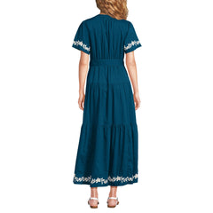 Women's Tall Cotton Voile Button Front Maxi Dress