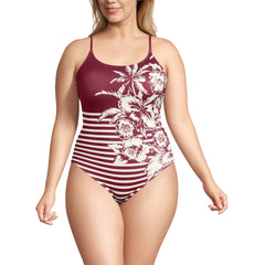 Women's Plus Size Tugless Thin Strap One Piece Swimsuit