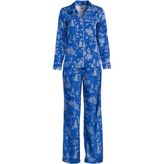 Women's Satin 2 Piece Pajama Set - Long Sleeve Top and Wide Leg Pants