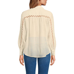 Women's Voile Shirred Trim Insert Shirt