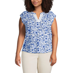 Women's Plus Size Cap Sleeve Lightweight Jersey Lace Shoulder Tee