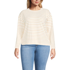Women's Plus Size Long Sleeve Mariner Jersey Crewneck Tee