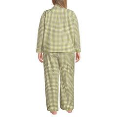 Women's Plus Size Cotton Poplin 2 Piece Pajama Set - Long Sleeve Top and Pants