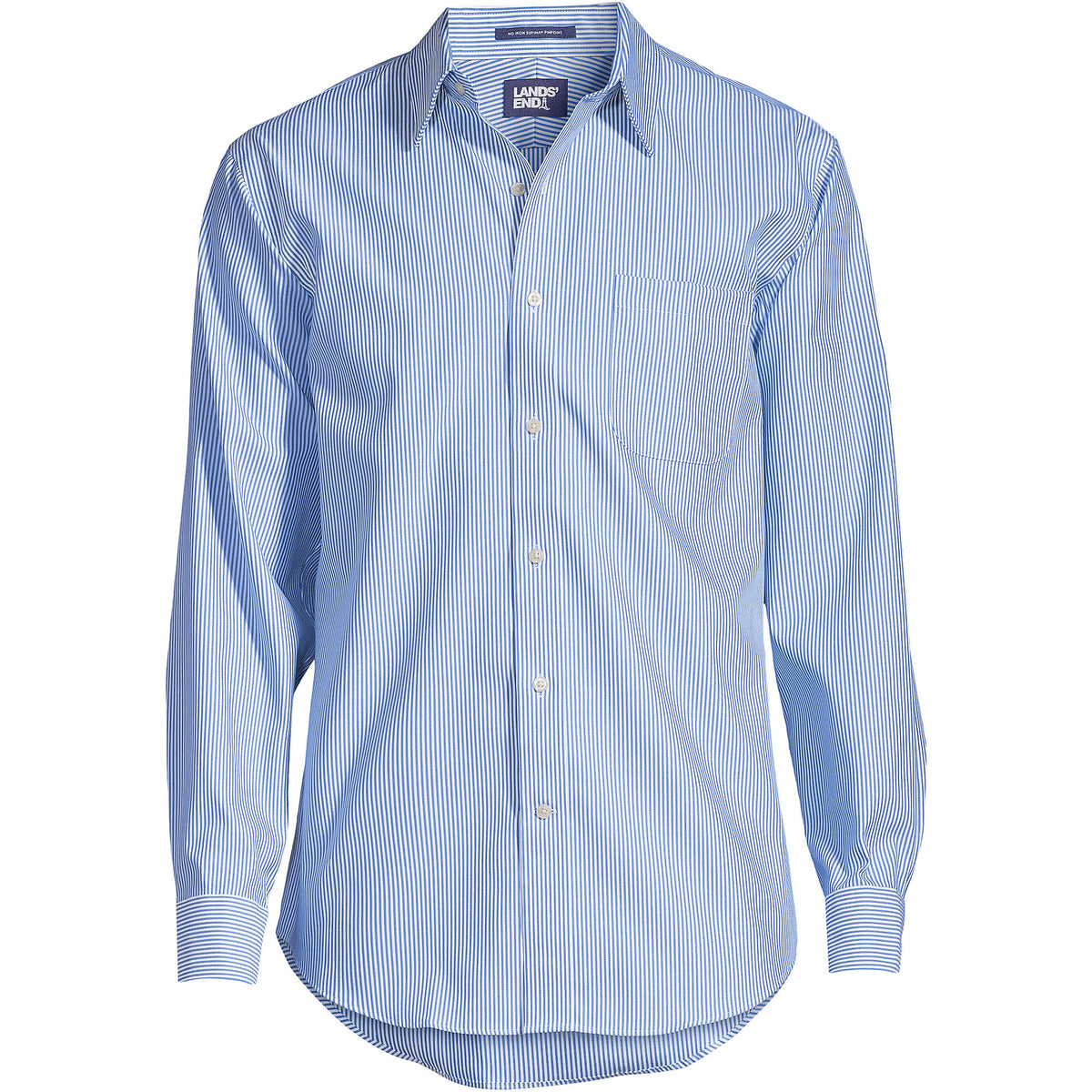Men's Tall Pattern No Iron Supima Pinpoint Straight Collar Dress Shirt