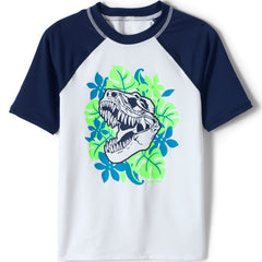 Boys Short Sleeve Crew Neck Graphic UPF 50 Swim Rash Guard