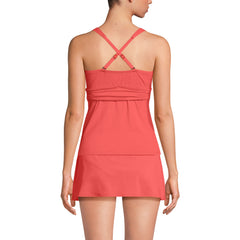 Women's Petite V-Neck Plunge X Back Tankini Top