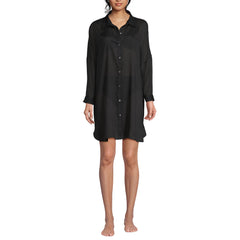 Women's Sheer Oversized Button Front Swim Cover-up Shirt