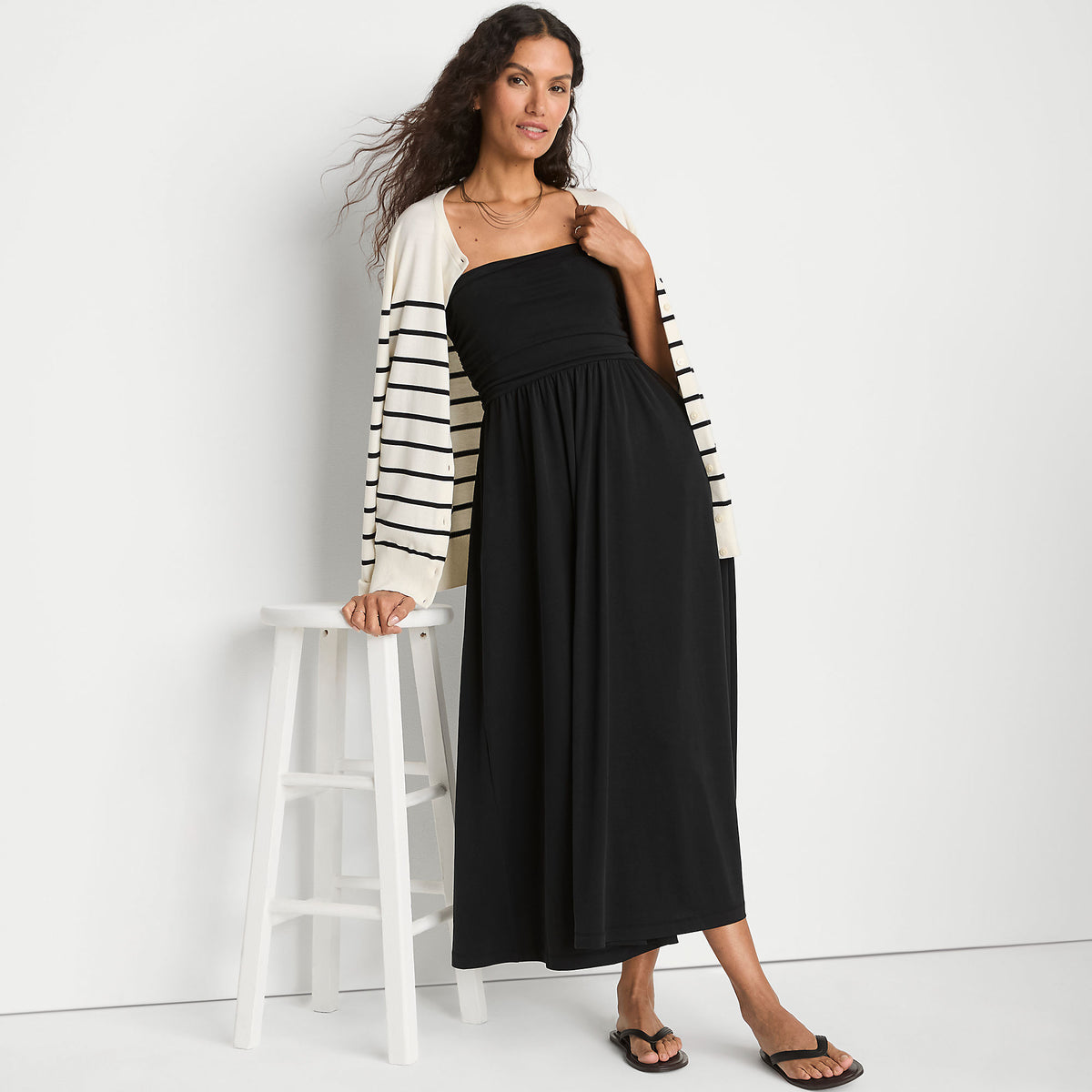 Women's Cupro Bandeau Maxi Dress with Removable Straps