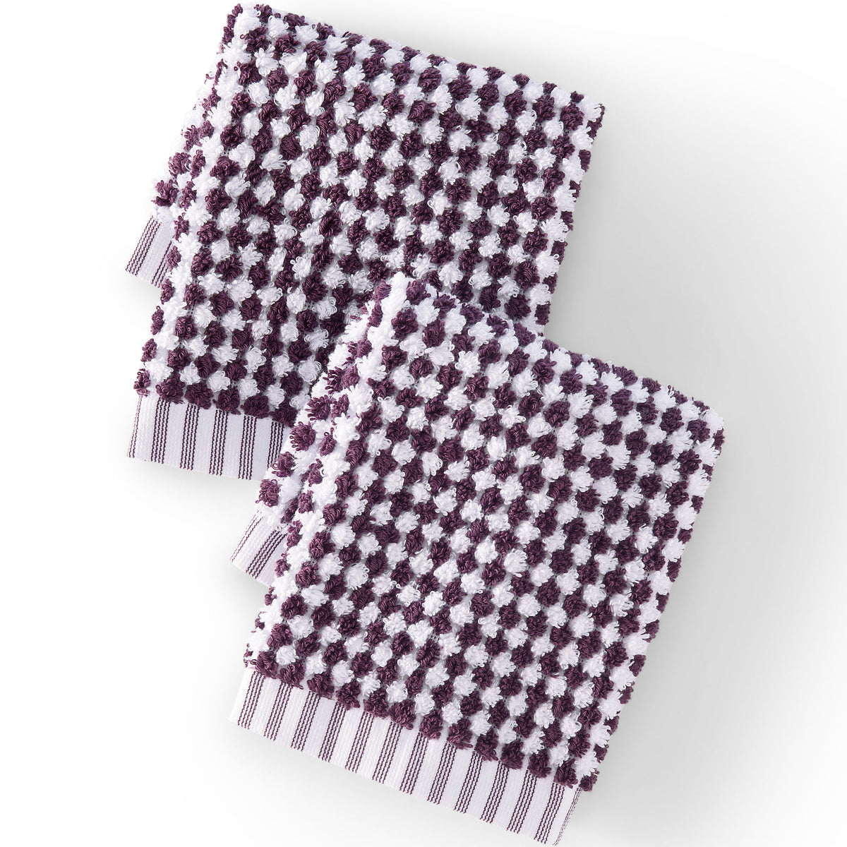 Quick-Dry Cotton Textured Gingham 2-Piece Washcloth Set