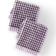 Quick-Dry Cotton Textured Gingham 2-Piece Washcloth Set