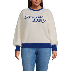 Women's Plus Size Ultrasoft Placed Jacquard Jersey Crew Neck Sweater