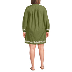 Women's Plus Size Embroidered Above the Knee Tie Neck Dress