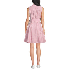 Women's Petite Poplin Button Front Dress with Godets