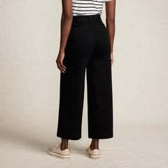 Women's Denim High Rise Patch Pocket Extra Wide Leg Crop Jeans