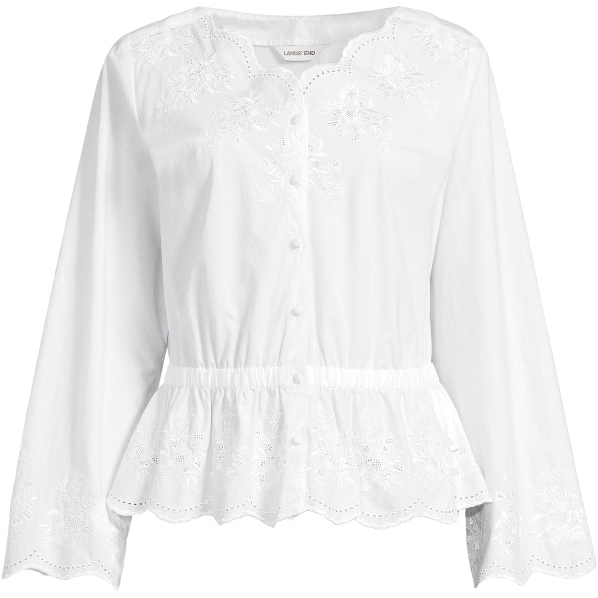Women's Embroidered Poplin Long Sleeve Blouse