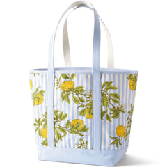 Large Print 5 Pocket Open Top Long Handle Canvas Tote Bag