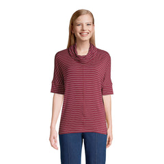 Women's Tall Super Soft Elbow Sleeve Cowl Neck Pullover Top