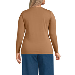 Women's Plus Size Lightweight Jersey Skimming Long Sleeve Crew Neck T-shirt