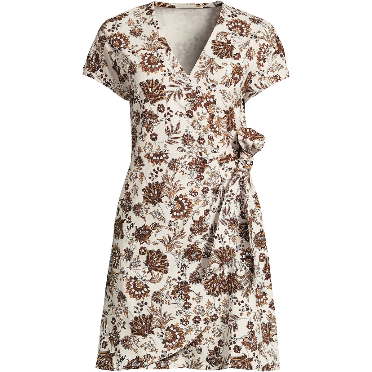 Women's Plus Size Cotton Modal V Neck Mini Wrap Dress