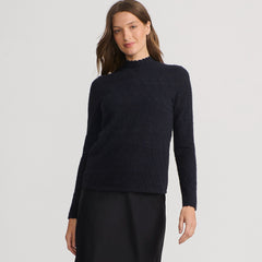 Women's Long Sleeve Brushed Lace Mock Neck Top