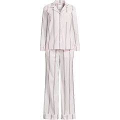 Women's Plus Size Cotton Poplin 2 Piece Pajama Set - Long Sleeve Top and Pants