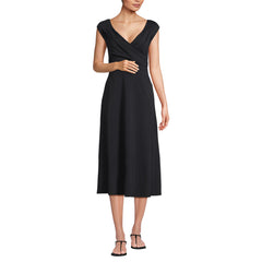 Women's Cotton Modal Off the Shoulder Wrap Midi Dress