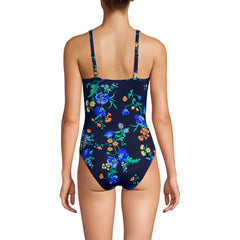 Women's Petite Sweetheart Underwire Wrap One Piece Swimsuit